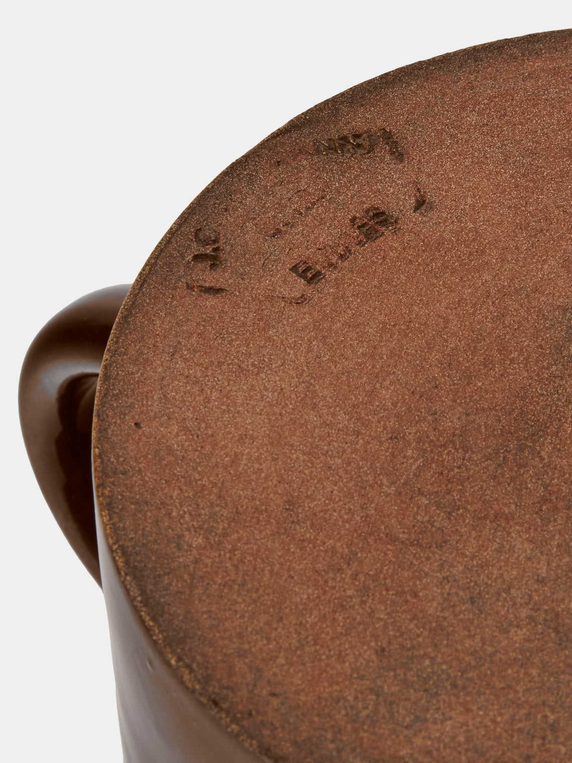Poterie d’Évires - Flowers Hand-Painted Ceramic Straight-Edge Medium Jug - Dark Brown - ABASK