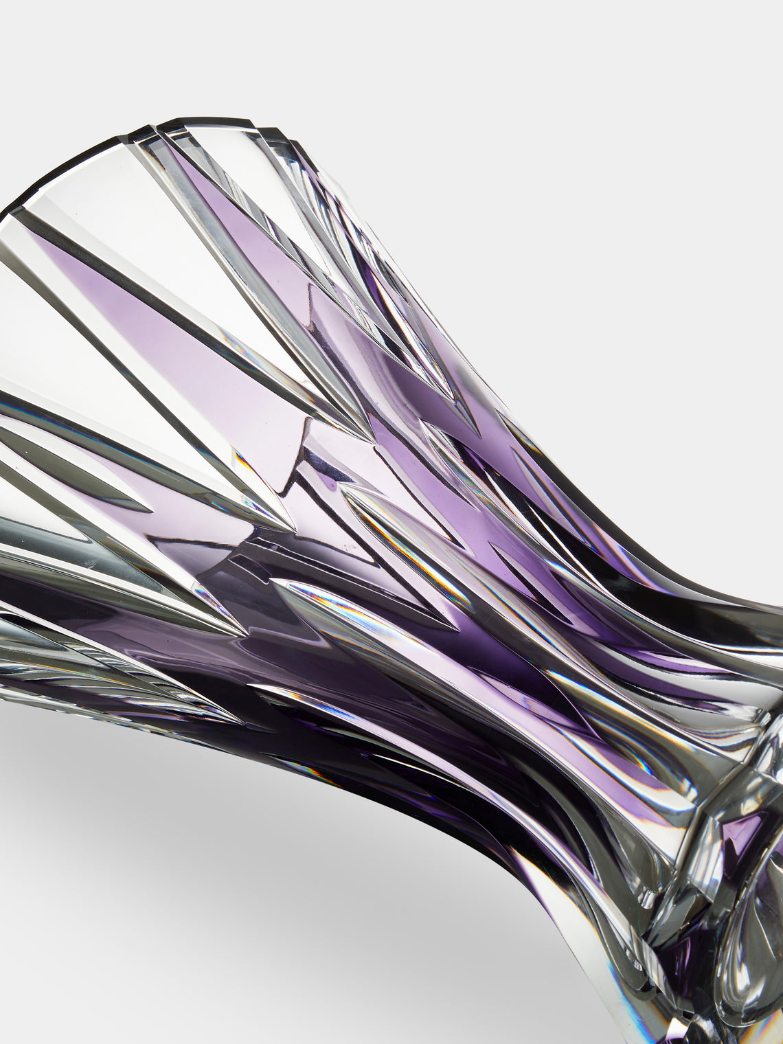 Antique and Vintage - 1970s Val Saint Lambert Crystal Vase (12in/31cm) - Purple - ABASK