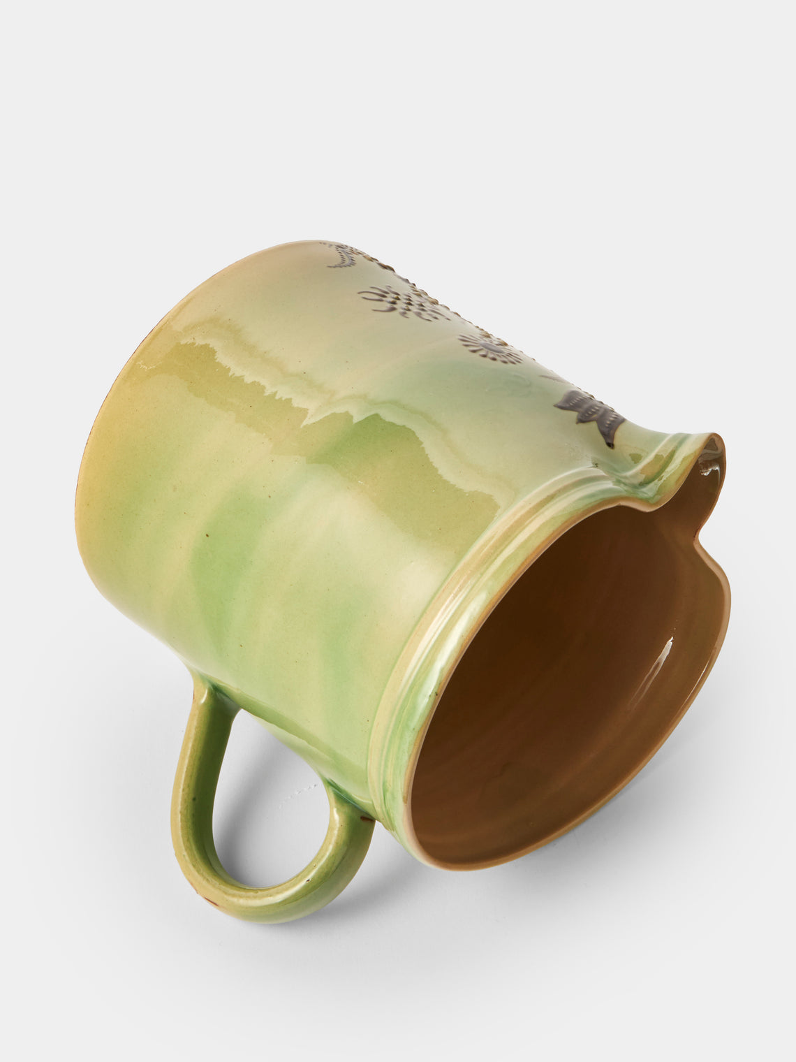 Poterie d’Évires - Flowers Hand-Painted Ceramic Straight-Edge Extra Large Jug - Green - ABASK