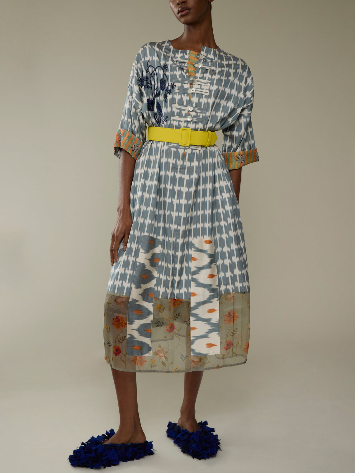 Nazzy Beglari - Shibori Ikat Silk Kaftan Dress | One Size - Multiple - ABASK