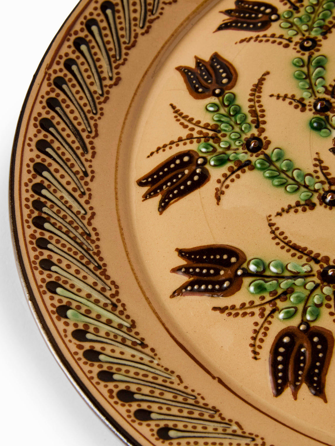 Poterie d’Évires - Deer Hand-Painted Ceramic Round Platter - Cream - ABASK