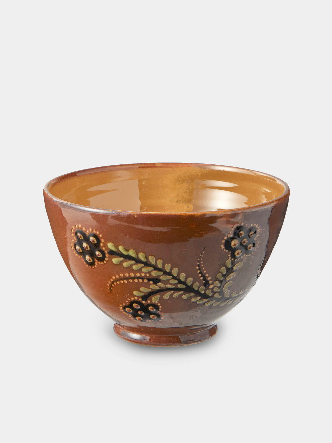 Poterie d’Évires - Flowers Hand-Painted Ceramic Grand Bowls (Set of 4) - Light Brown - ABASK