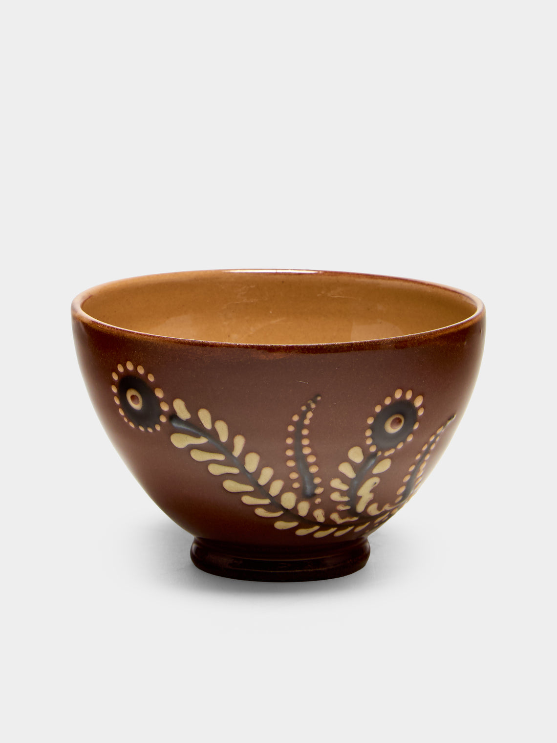 Poterie d’Évires - Flowers Hand-Painted Ceramic Petite Fluted Bowls (Set of 6) - Light brown - ABASK