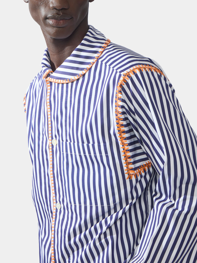 Marocaine Hand-Embroidered Cotton Pajama Shirt