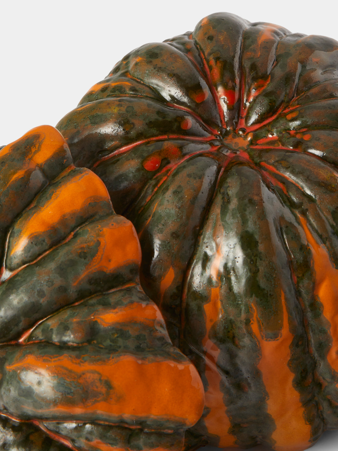 Antique and Vintage - 1940s Ginori 1735 Majolica Ceramic Pumpkin Serving Tureen - Orange - ABASK
