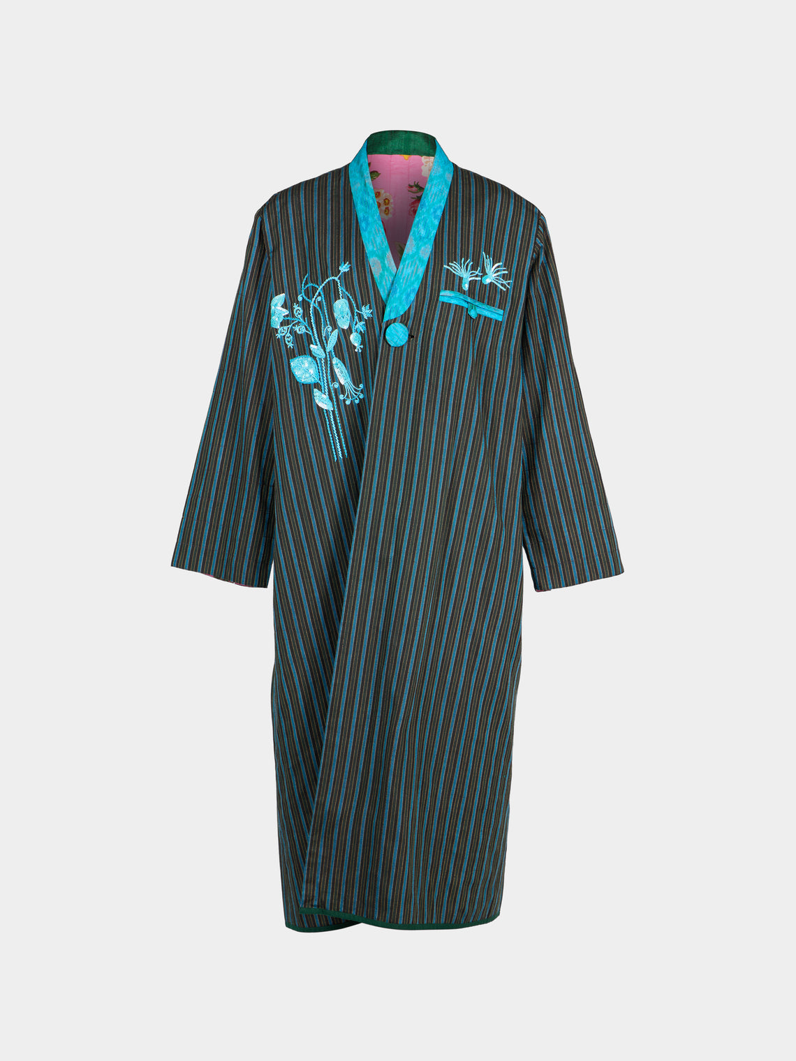 Nazzy Beglari - Hand-Loomed Ikat Cotton Reversible Chapan-Style Robe | One Size - Multiple - ABASK - 
