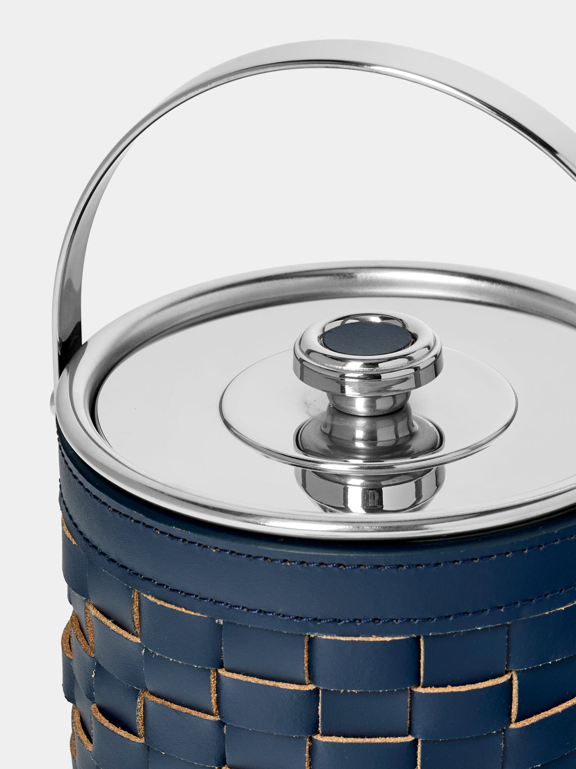 Riviere - Barcelona Water-Resistant Leather Ice Bucket with Tongs - Navy - ABASK