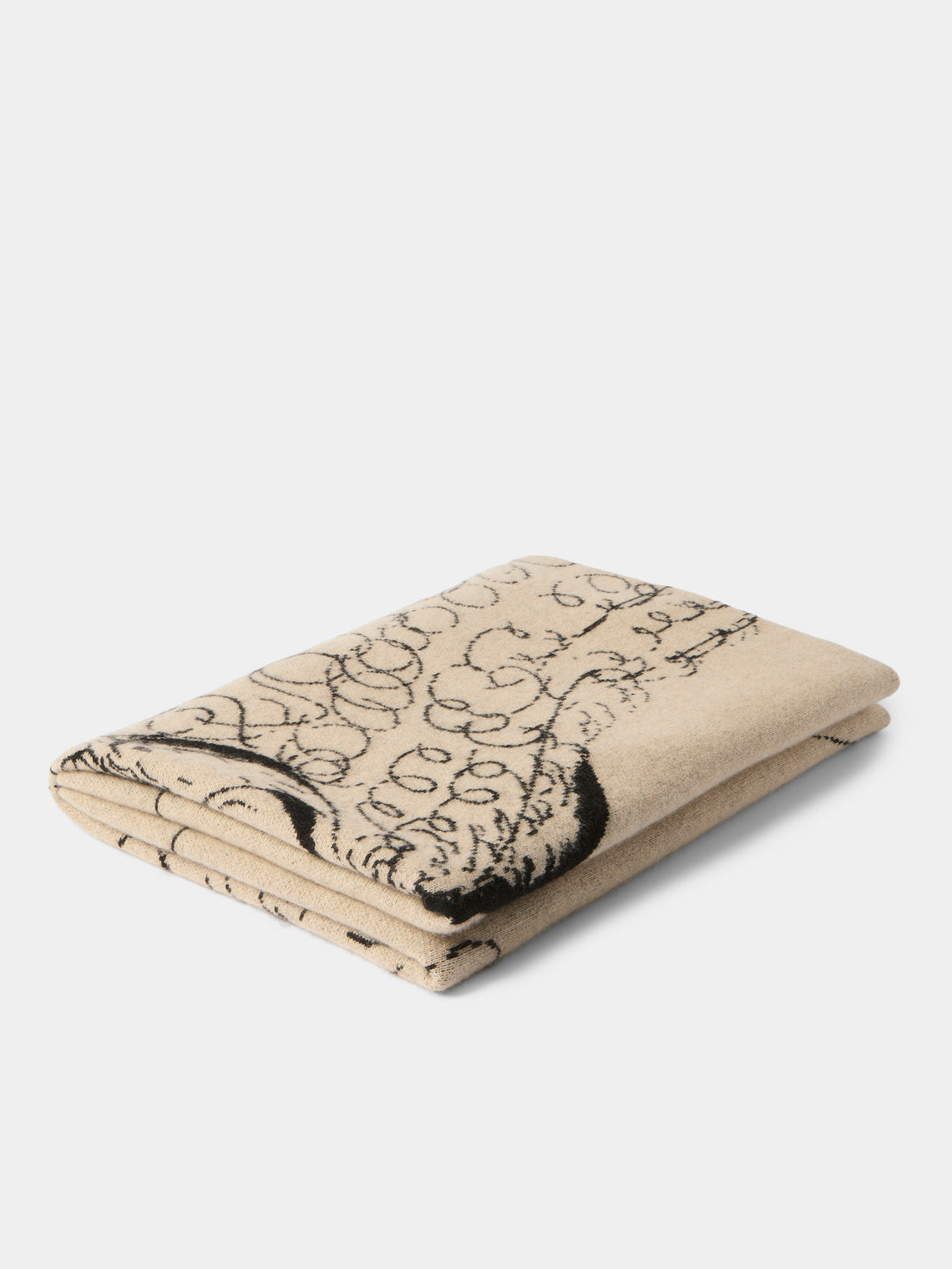 Saved NY - Dynamism Dog Cashmere Throw (79in/2m) - White - ABASK