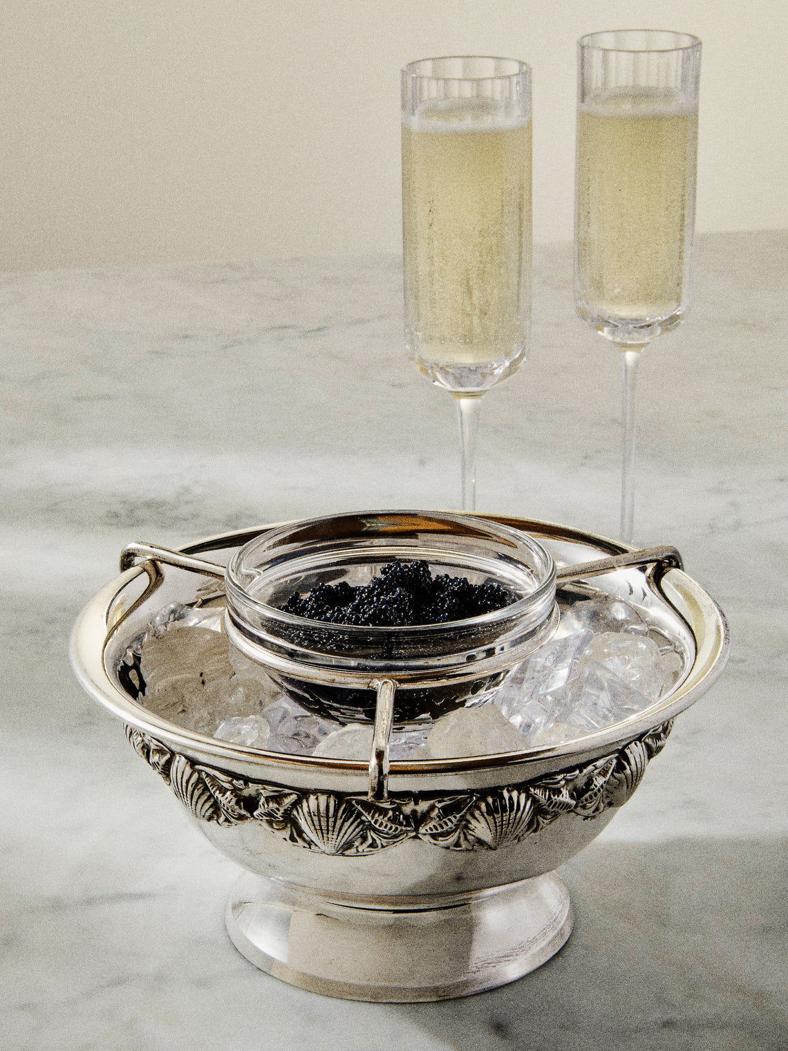 Antique and Vintage - Mid-Century Silver-Plated Caviar Dish - Silver - ABASK
