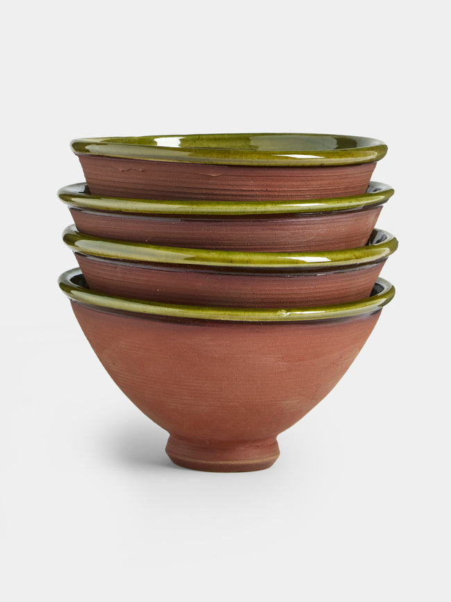 Neville Tatham - Slipware Ribbed Bowls (Set of 4) - Brown - ABASK - 