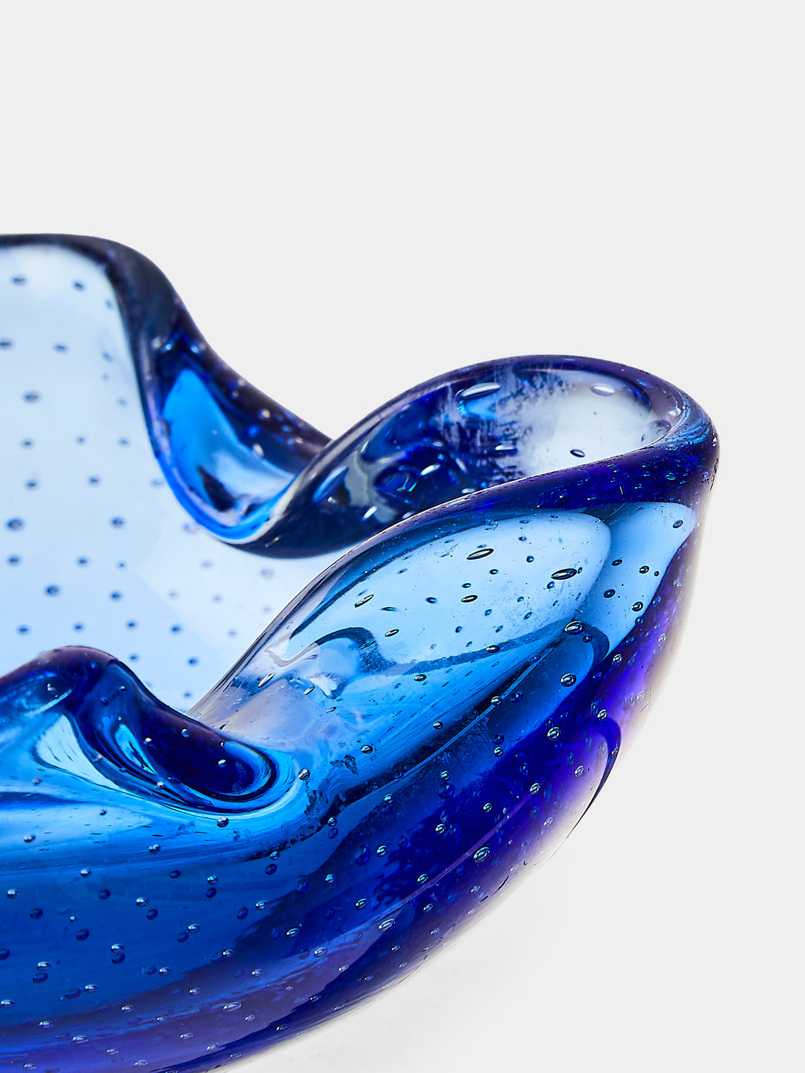 Antique and Vintage - Mid-Century Glass Ashtray - Blue - ABASK