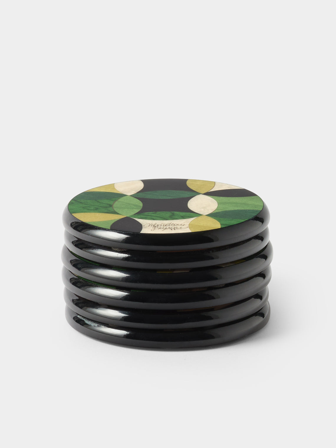 Mastellone Giuseppe - Wood Inlay Coasters (Set of 6) - Green - ABASK