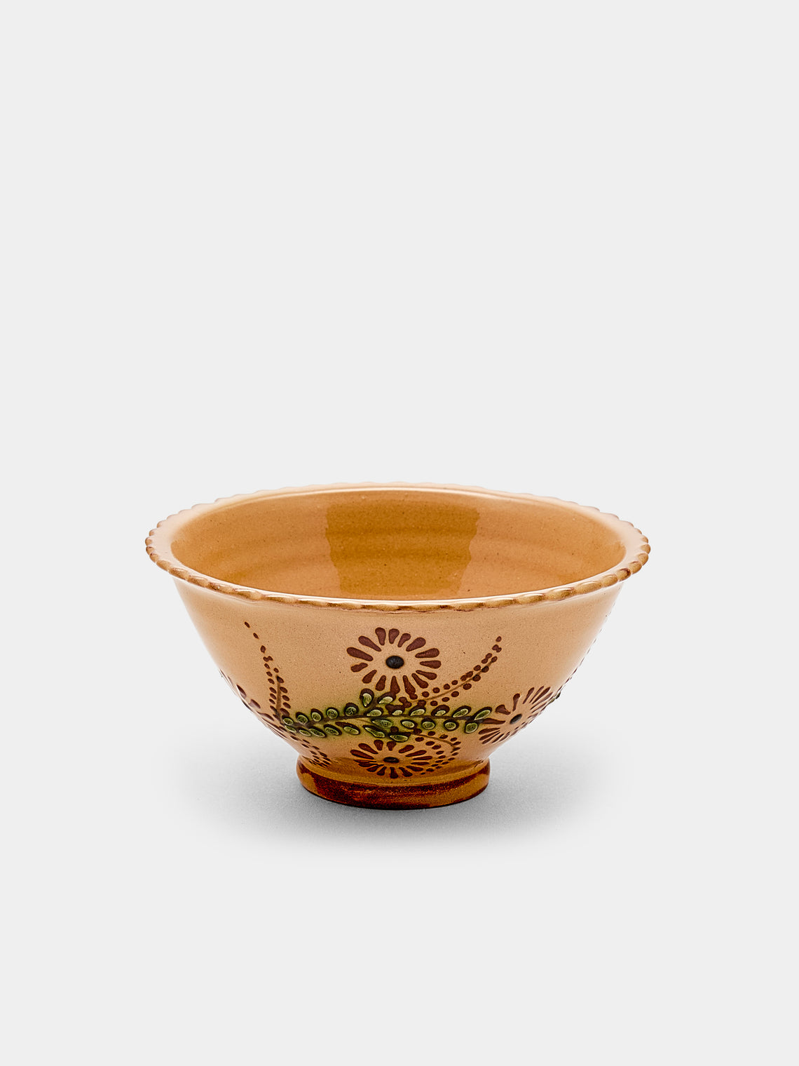 Poterie d’Évires - Flowers Hand-Painted Ceramic Small Fluted Bowls (Set of 8) - Cream - ABASK