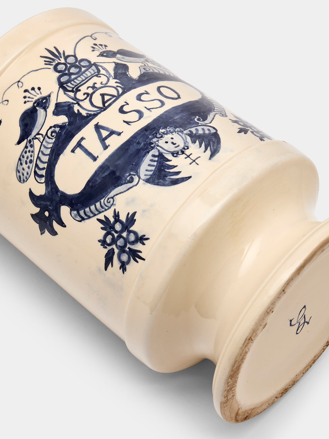 Antique and Vintage - 1940s Italian Ceramic Apothecary Jars (Set of 2) - Blue - ABASK