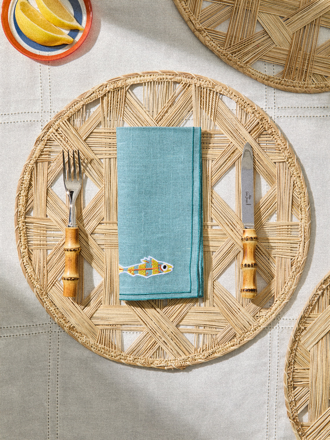 Artesanías del Atlántico - | Set of 4 | Atarraya Handwoven Palm Placemats - Natural - ABASK