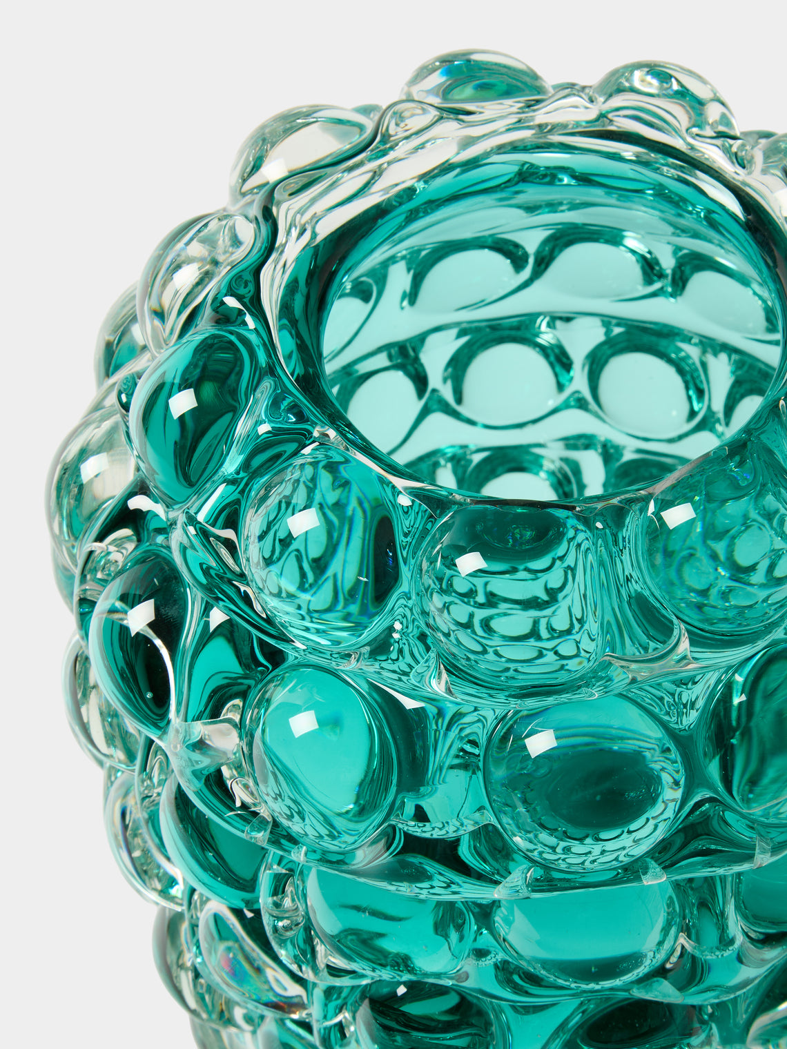 Yali Glass - Boboli Hand-Blown Murano Glass Vase (8.5in/22cm) - Blue - ABASK