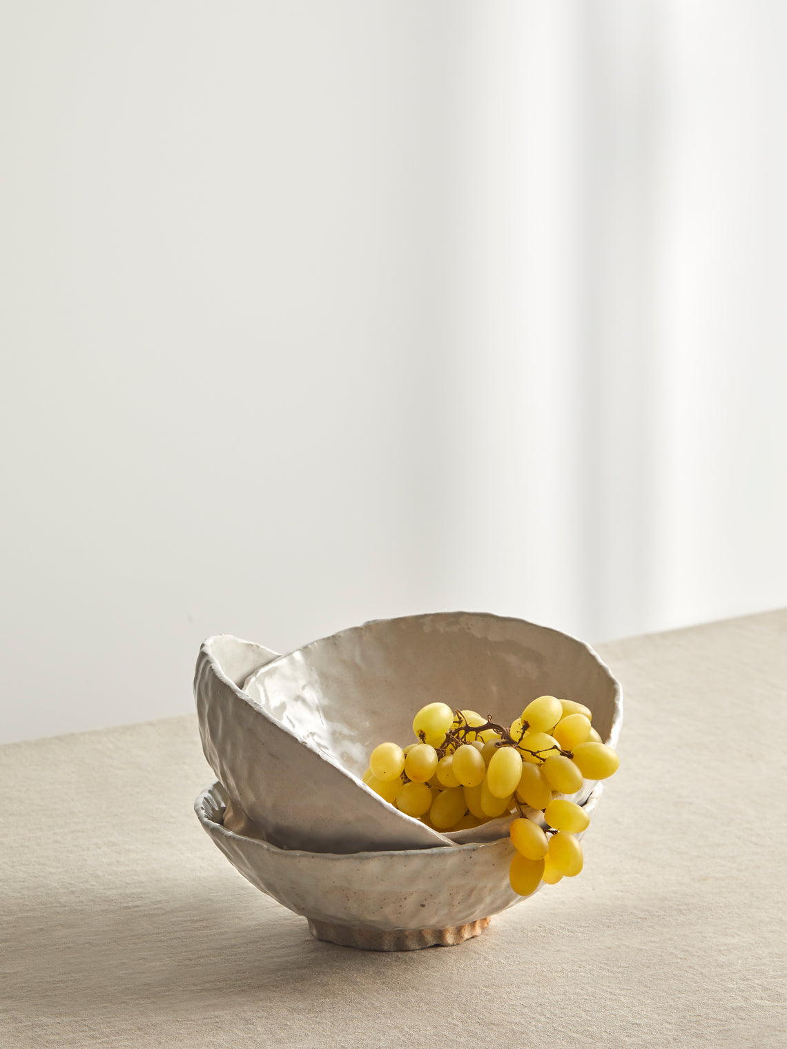 Estudio Vernís - Wood-Fired Stoneware Large Bowls (Set of 6) - White - ABASK