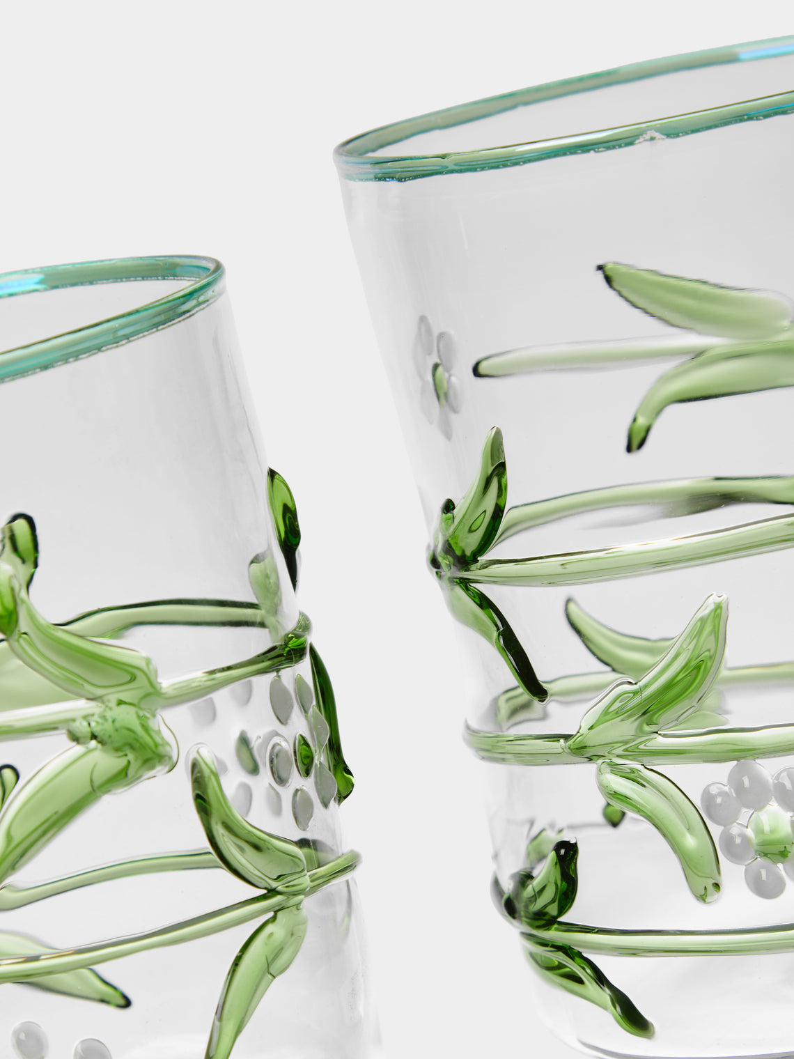 Alya Tannous - | Set of 2 | Daisy Hand-Blown Glass Bud Vases (5.5in/14.5cm) - Clear - ABASK