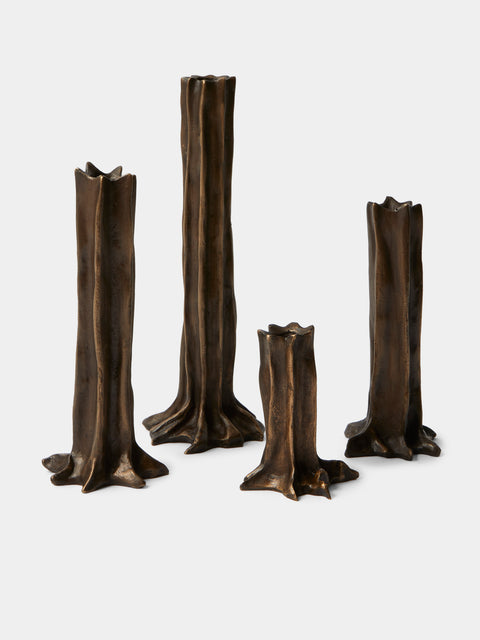 Studio Palatin - | Set of 4 | Arbor Bronze Candlesticks - Bronze - ABASK - 
