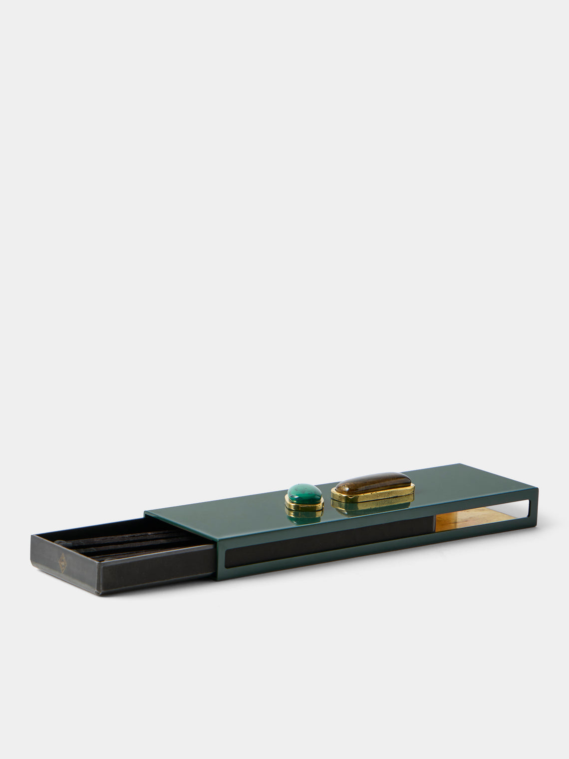 Droulers - Luce Brass and Resin Long Matchbox - Green - ABASK