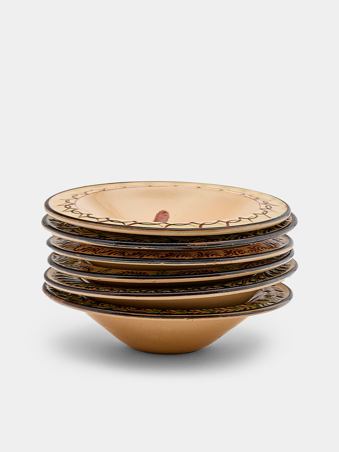 Poterie d’Évires - Animals Hand-Painted Ceramic Breakfast Bowls (Set of 6) - Cream - ABASK - 