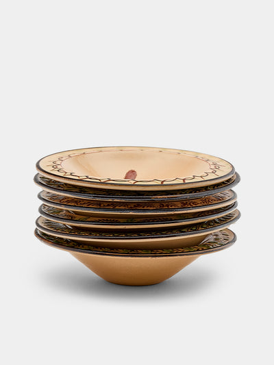 Poterie d’Évires - Animals Hand-Painted Ceramic Breakfast Bowls (Set of 6) - Cream - ABASK - 