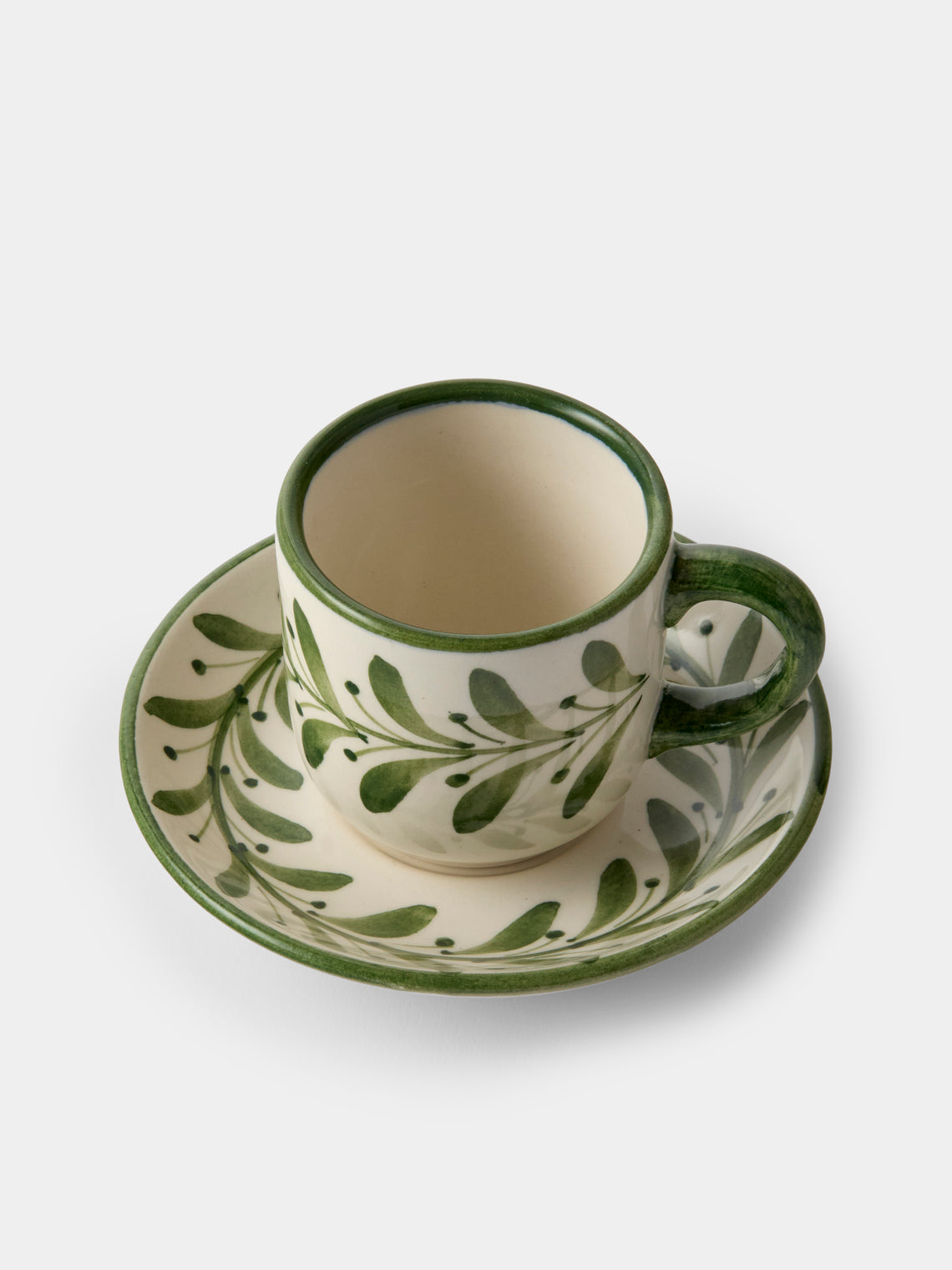 CasaLatina - Helecho Hand-Painted Ceramic Espresso Cups (Set of 4) - Green - ABASK