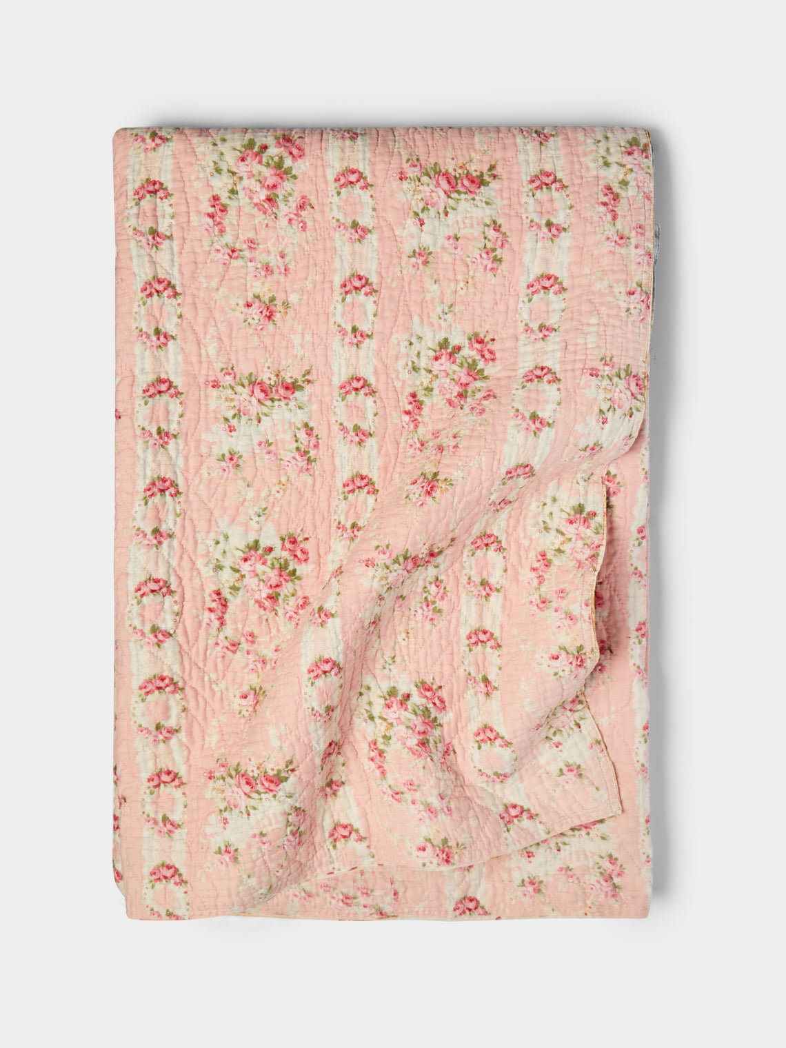 Antique and Vintage - 1910s English North Country Floral Wholecloth Quilt -  - ABASK - 