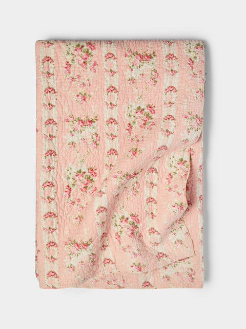 Antique and Vintage - 1910s English North Country Floral Wholecloth Quilt -  - ABASK - 