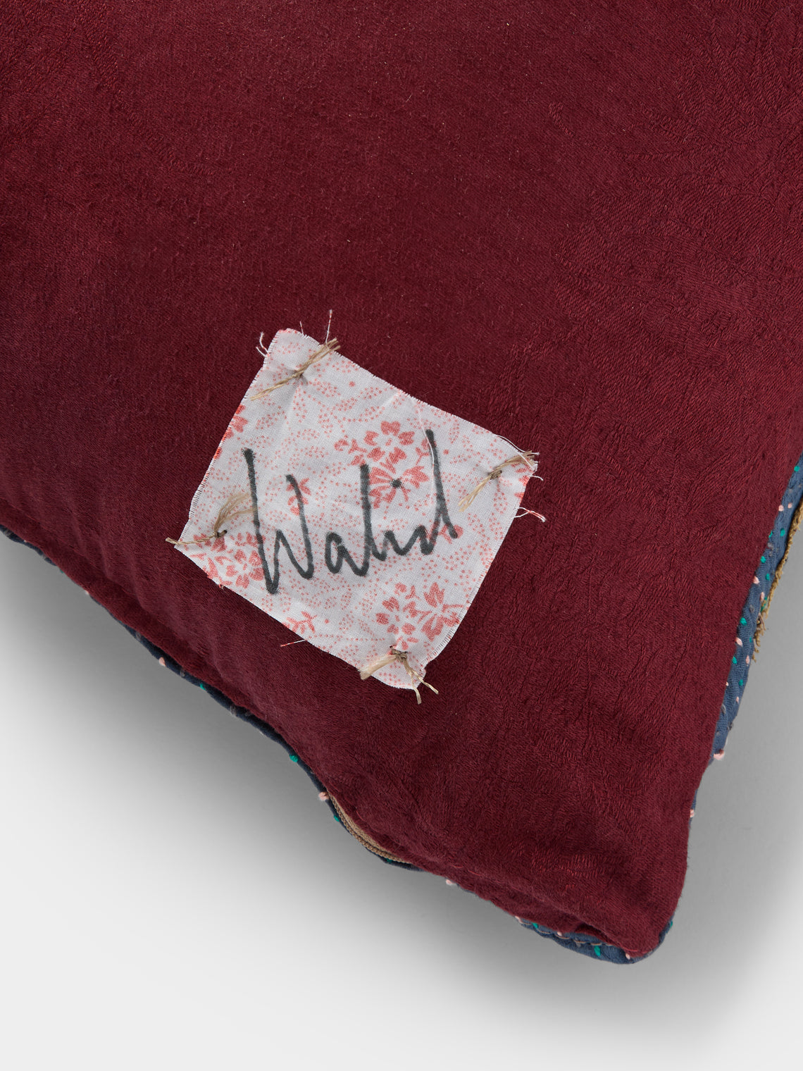 By Walid - 19th-Century Needlepoint Wool and Damask Cushion (24.5in/62cm) - Multiple - ABASK