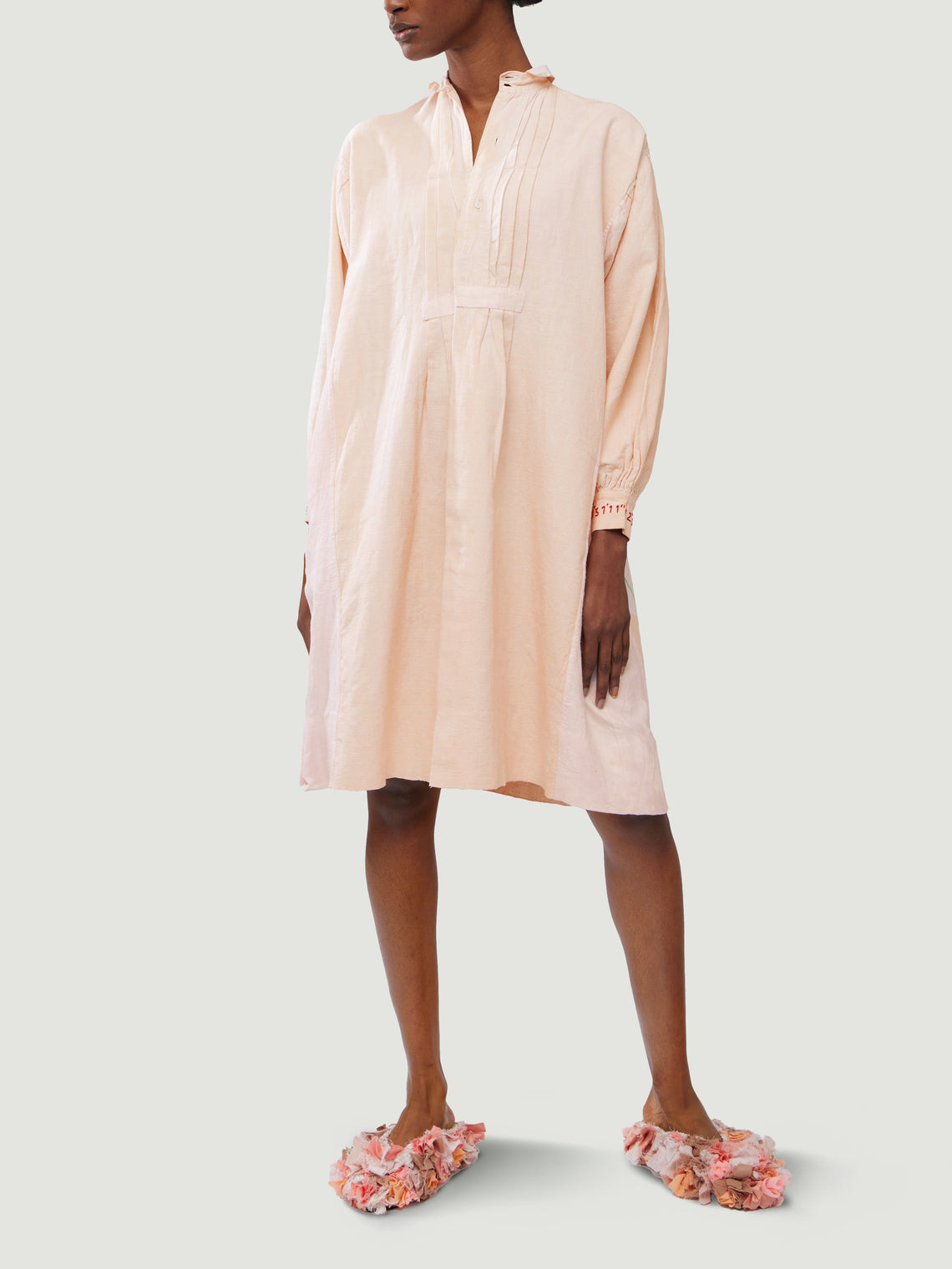 Kilometre Paris - The Olive Tree Hand-Embroidered Linen Dress | One Size - Light pink - ABASK