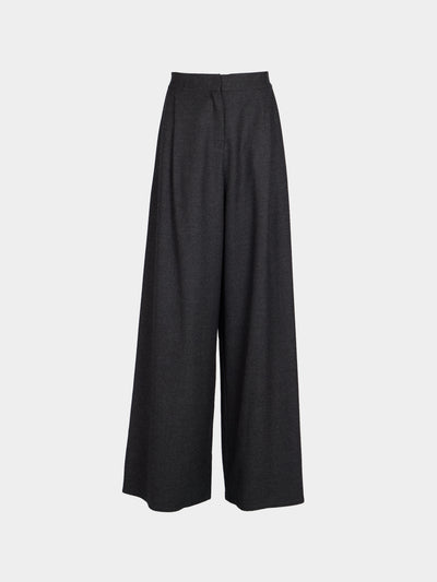 Dusan - Flanella Wool Wide-Leg Trousers | Size: S - Gray - ABASK - 