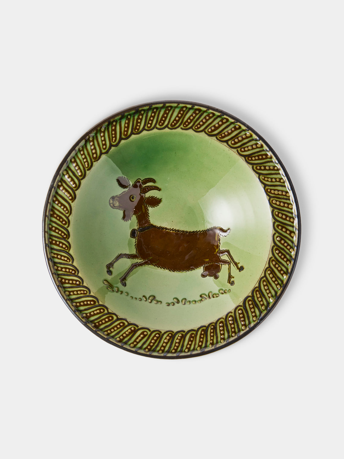 Poterie d’Évires - Animals Hand-Painted Ceramic Breakfast Bowls (Set of 4) - Green - ABASK
