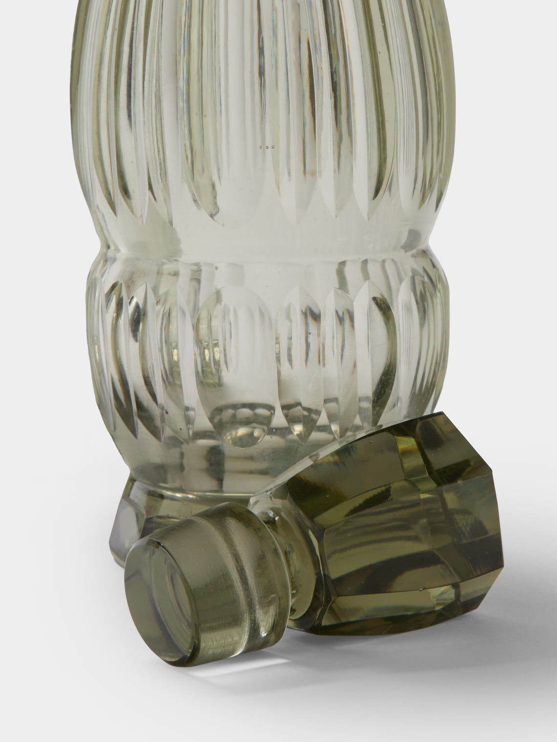 Antique and Vintage - 1930s Art Deco Crystal and Solid Silver Decanters (Set of 2) - Green - ABASK