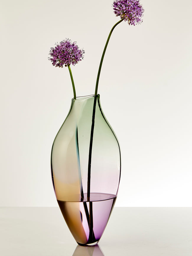 Michele Oberdieck - Bottle Hand-Blown Glass Vase (14in/35cm) - Purple - ABASK