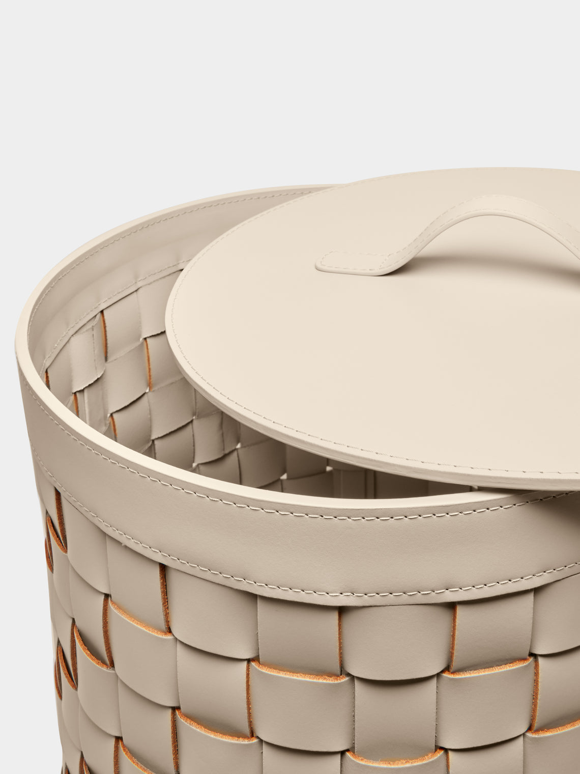 Riviere - Woven Leather Laundry Basket - Cream - ABASK