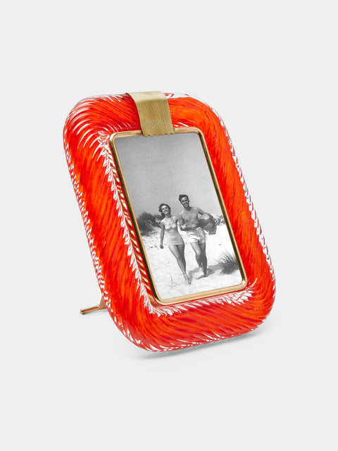 Antique and Vintage - 1960s Murano Glass Photo Frame - Orange - ABASK - 