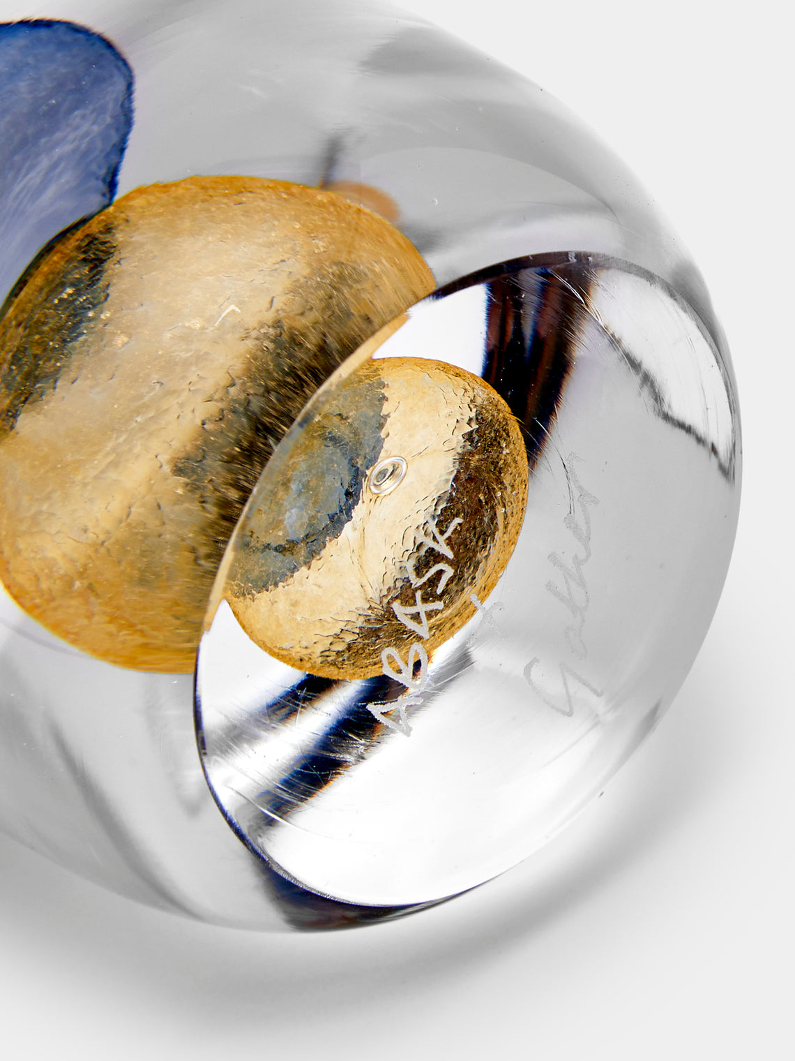 Gather - Hand-Blown Glass Paperweight - Blue - ABASK