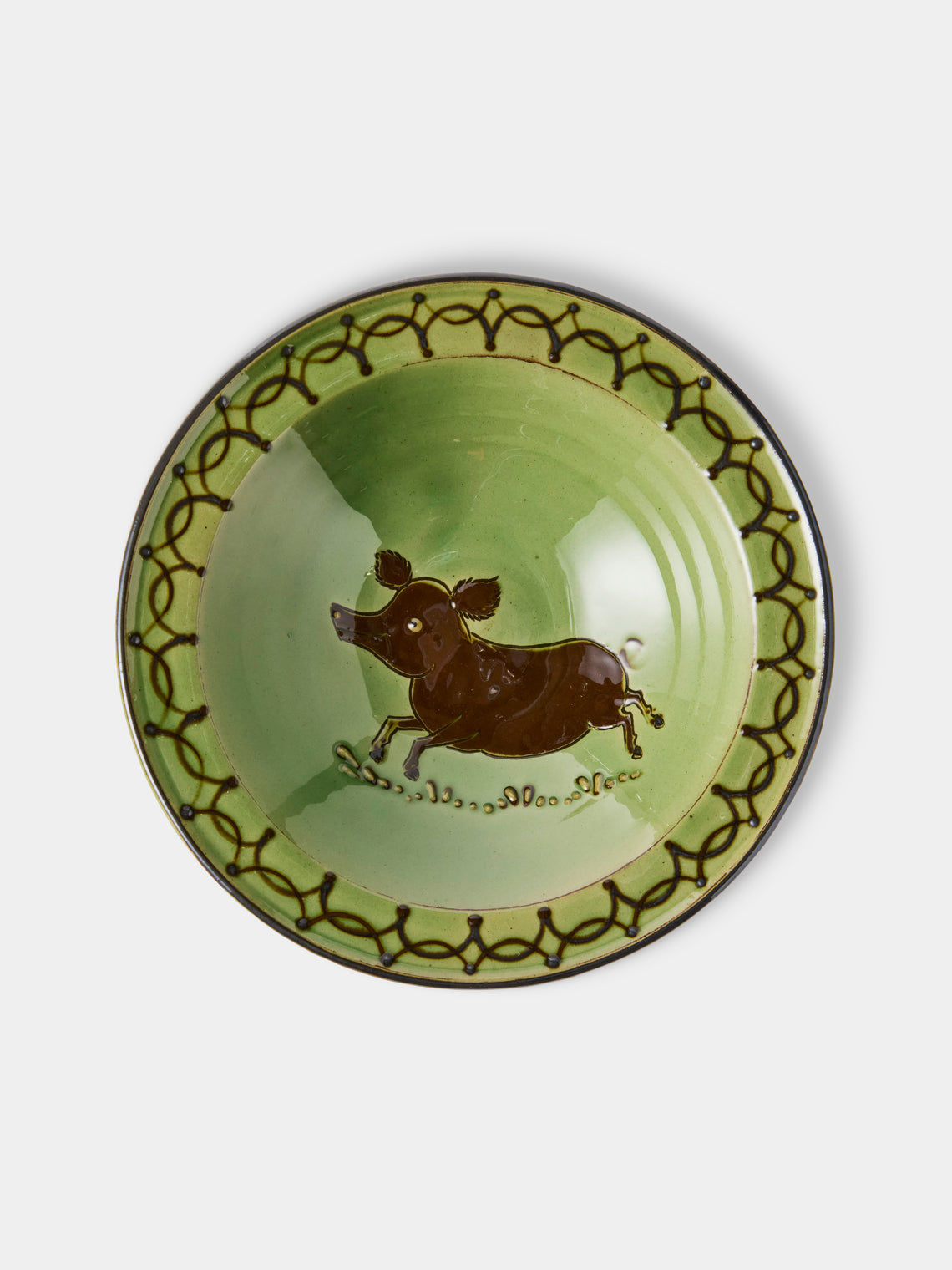 Poterie d’Évires - Animals Hand-Painted Ceramic Breakfast Bowls (Set of 4) - Green - ABASK