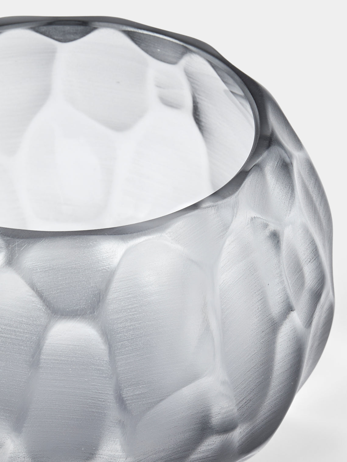 Micheluzzi Glass - Bocia Acciaio Bamboo Hand-Blown Murano Glass Vase (5.5in/14cm) - Gray - ABASK