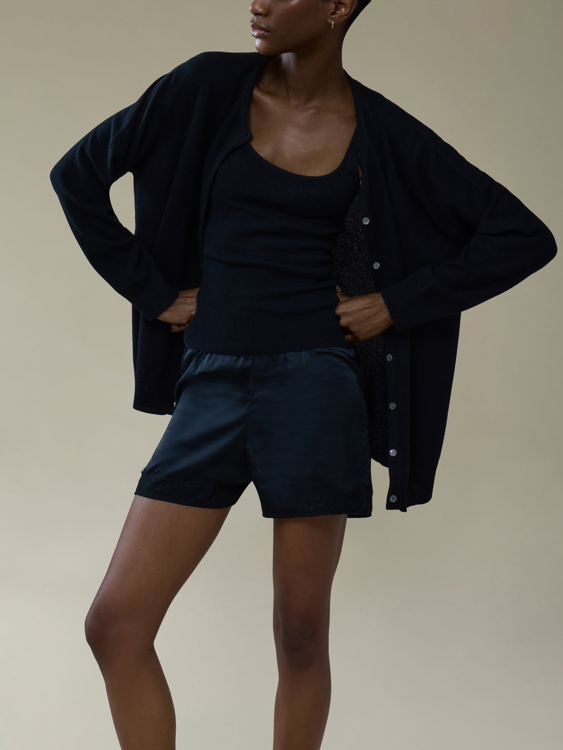 Ryan Roche - Silk Mini Shorts | Size: S - Black - ABASK