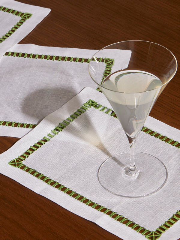 Los Encajeros - Tokyo Linen Cocktail Napkins (Set of 6) - White - ABASK