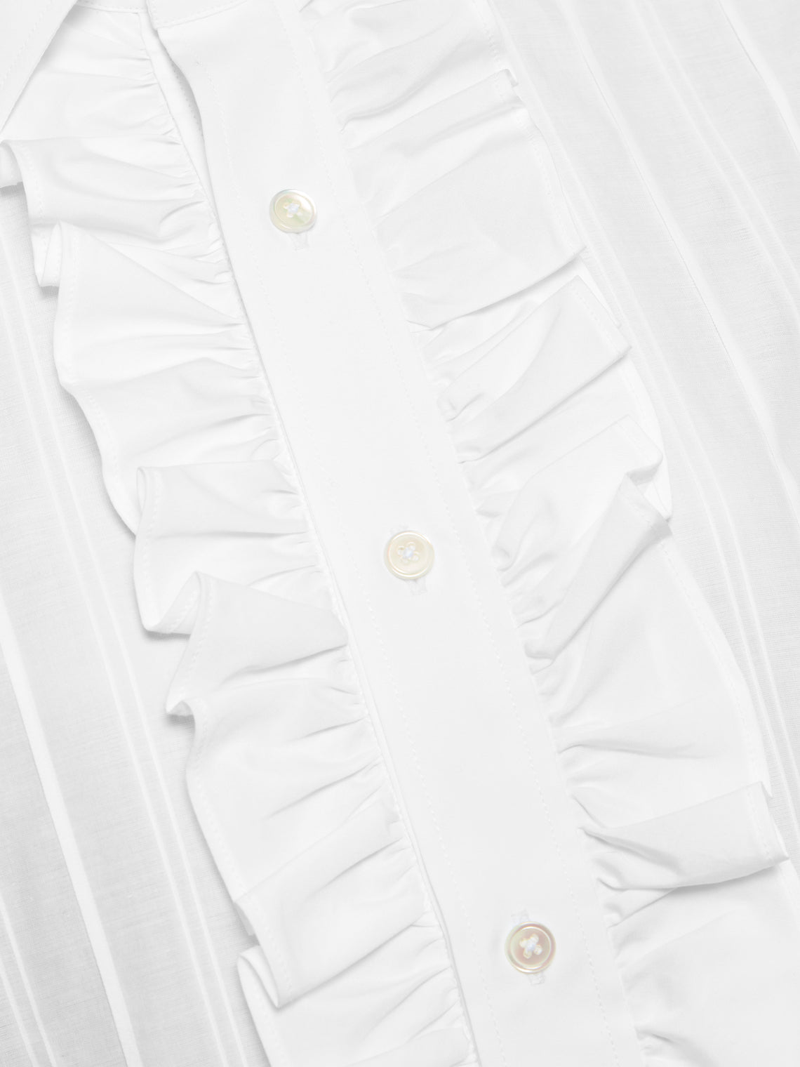 Sebline - Women's Ruffle Cotton Shirt | Size: XS - White - ABASK