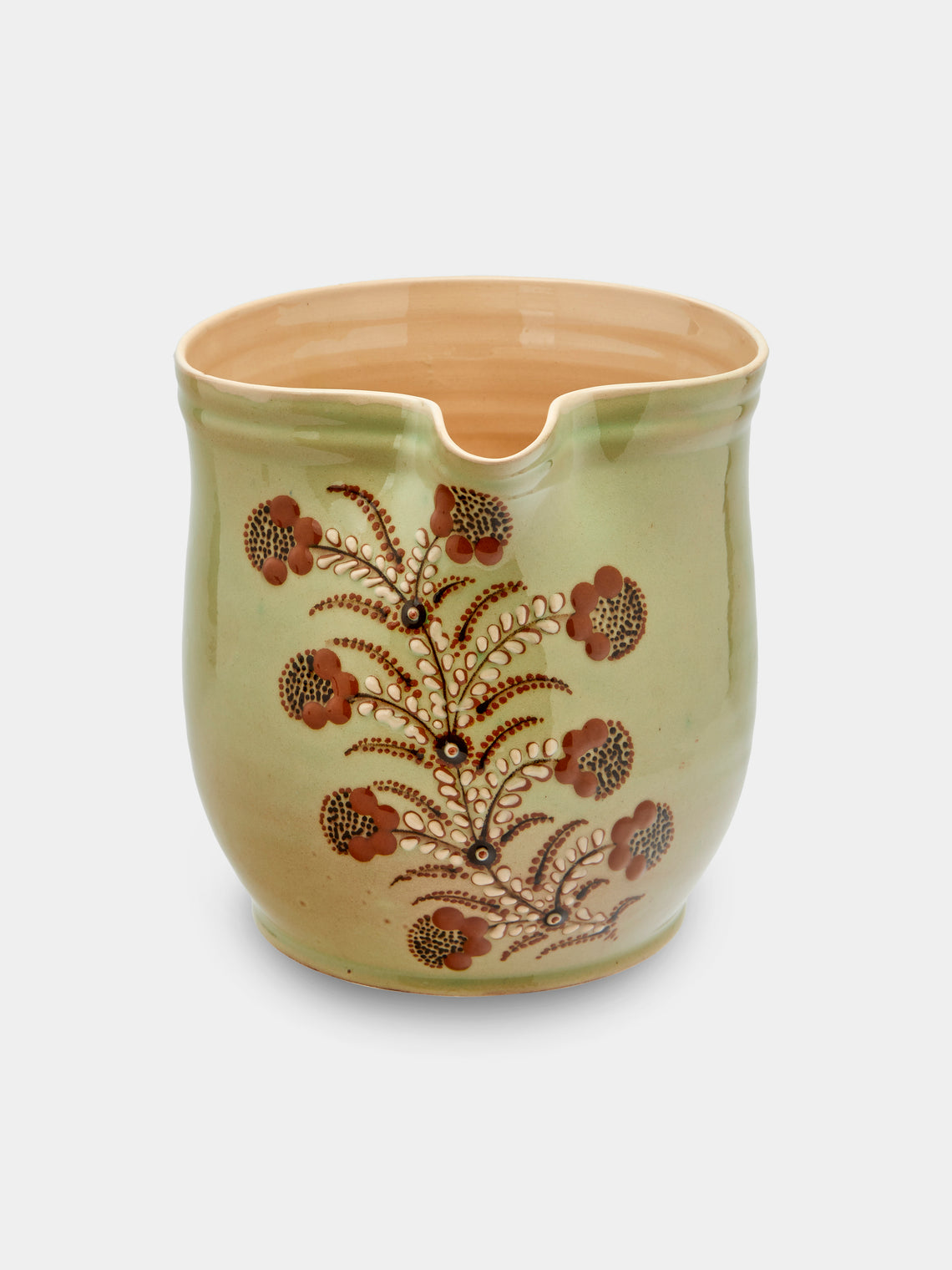 Poterie d’Évires - Flowers Hand-Painted Ceramic Extra Large Jug - Green - ABASK