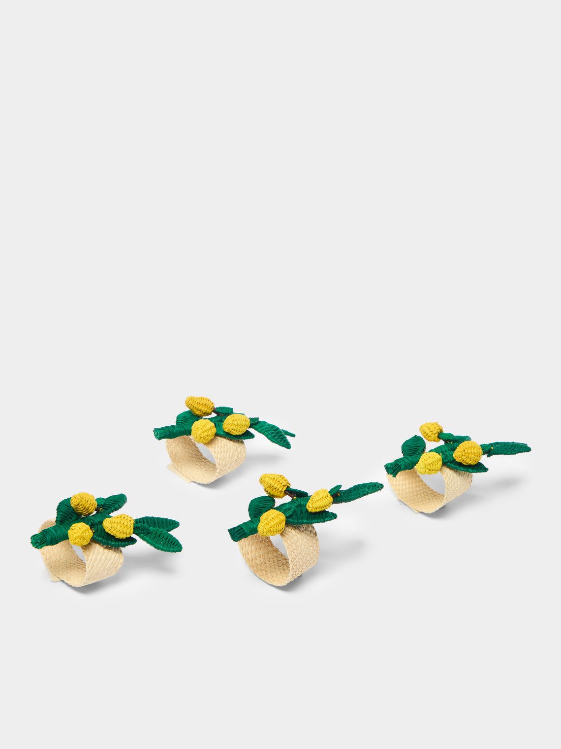 Lemon Branch Handwoven Iraca Palm Napkin Rings (Set of 4)