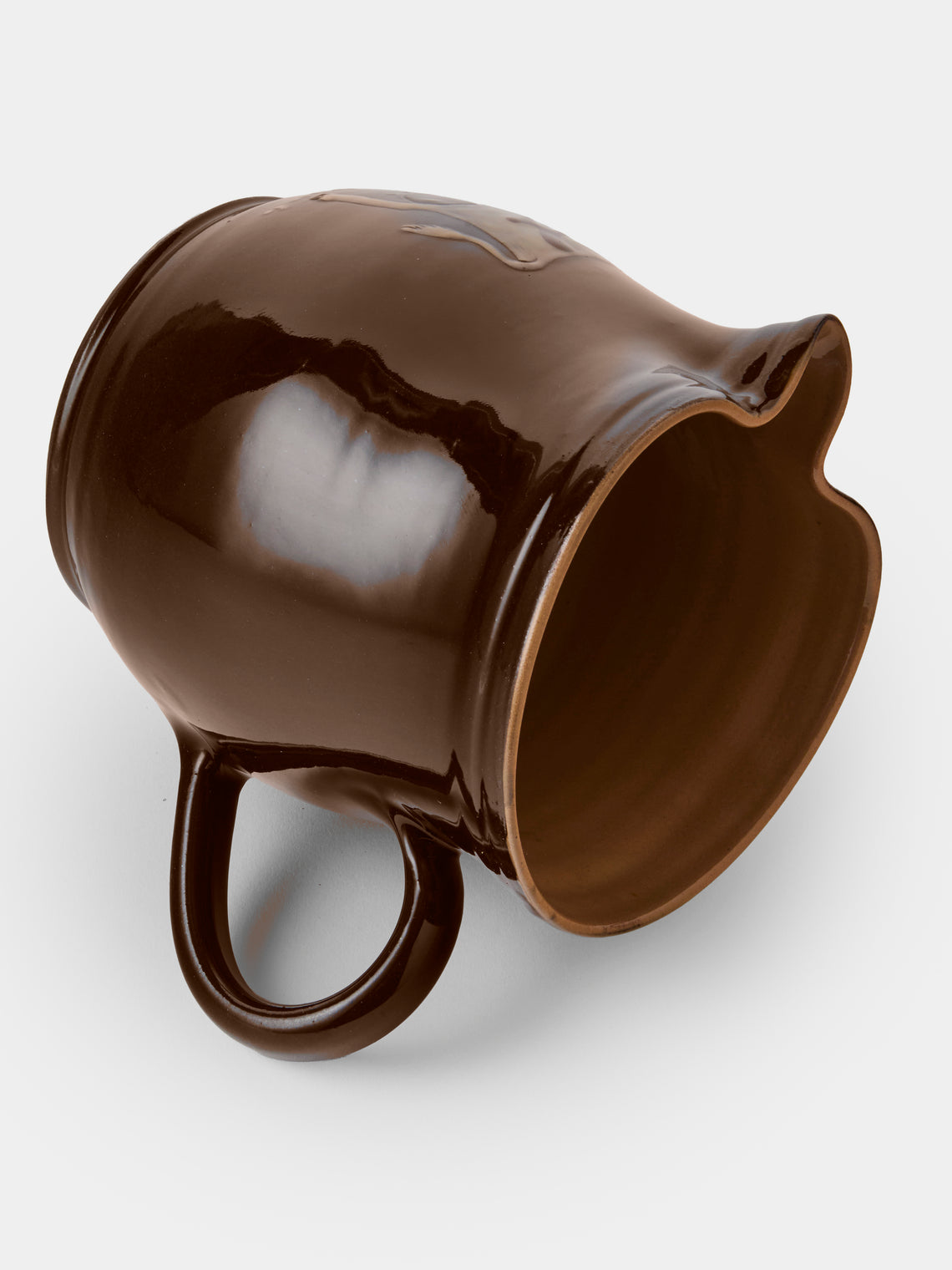 Poterie d’Évires - Cows Hand-Painted Ceramic Medium Jug - Dark Brown - ABASK