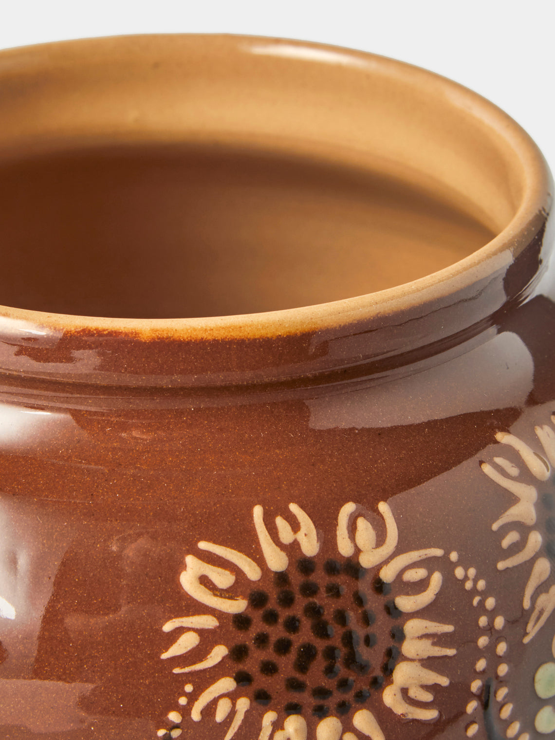 Poterie d’Évires - Flowers Hand-Painted Ceramic Vase (6.5in/17cm) - Light Brown - ABASK