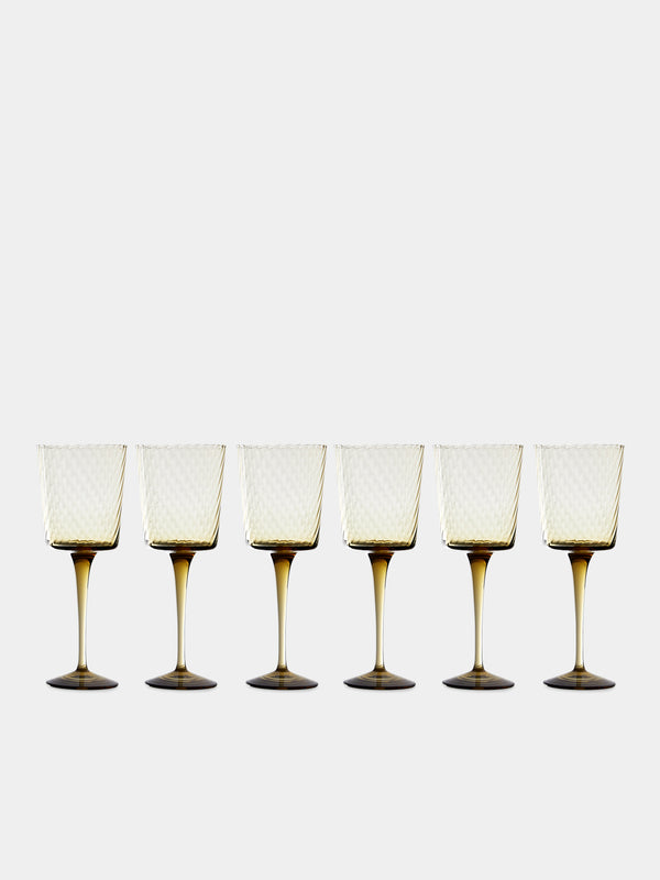 Mun Deluxe Brand Venezia - Torsé Hand-Blown Glass Wine Glasses (Set of 6) - Green - ABASK 