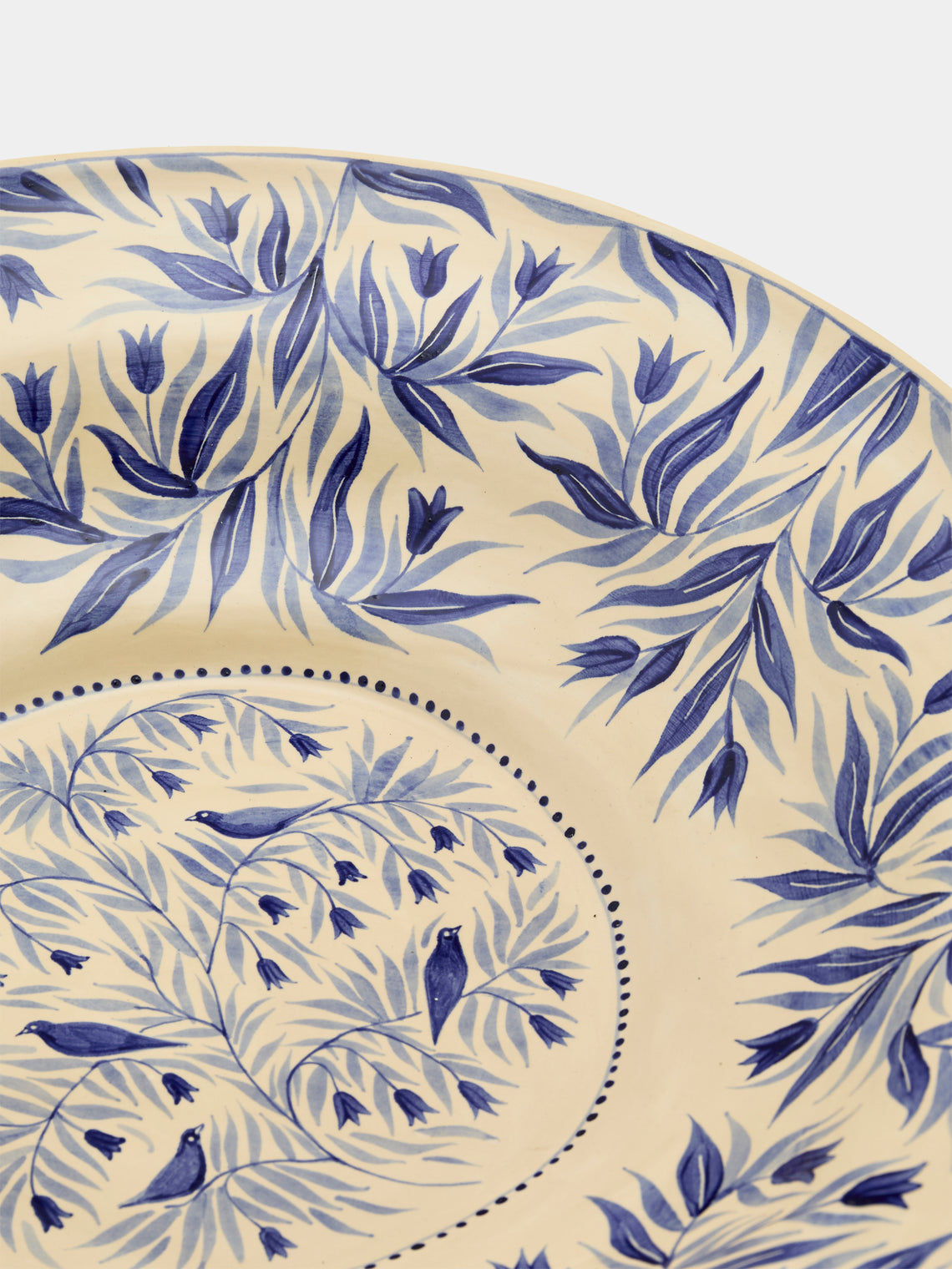 Rosanna Corfe - Birds and Bluebells Hand-Painted Ceramic Fruit Bowl - Cream - ABASK