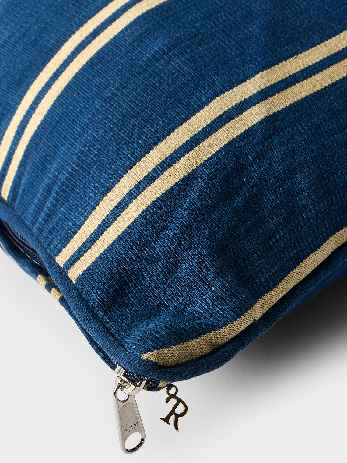R Collective - Handwoven Indigo Striped Cotton Cushion (19.5in/50cm) - Multiple - ABASK